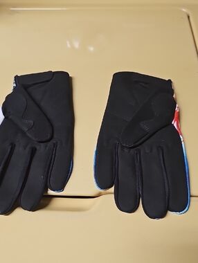 Men's Black Gloves with Blue Trim - Touchscreen Friendly
